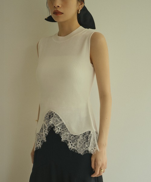 anuans（アニュアンス） ニット セーター レースアングルヘムニット