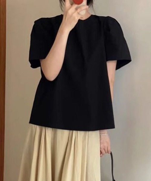tシャツ バックリボンモチーフ半袖トップス レディース