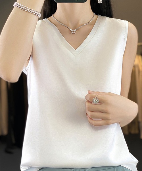 DAY CLOSET タンクトップ ノースリーブ 「艶感ただようサテン風