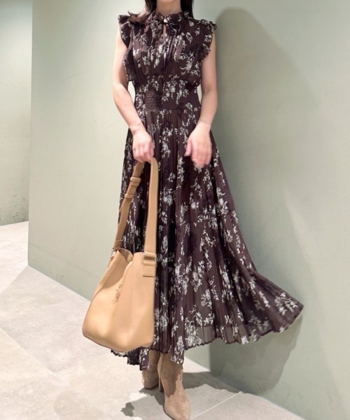 【値下げ】正規品 snidel プリントプリーツシャーリングワンピース SNIDEL ワンピース 「00サイズあり」プリントプリーツシャーリング