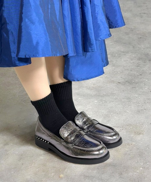 ☆新品☆【ASH】GENIAL INTRECCIO 厚底メッシュローファー 37 ASH（アッシュ） ローファー アッシュ「WHISPER」グロッシーレザー