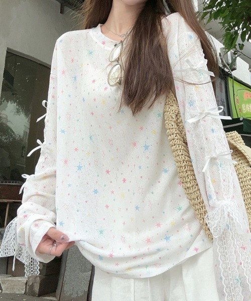 「Achic」 長袖カットソー M ライトブルー レディース