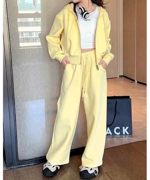 leticanterbury パーカーセットアップ⭐︎レディースL CHEER セットアップ 切り替えストレッチパーカーセットアップ
