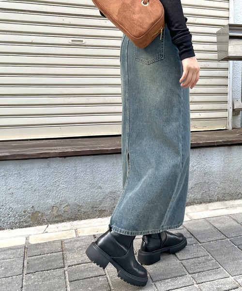 デニムスカート バックスリットデニムロングスカート : ZOZOTOWN Yahoo