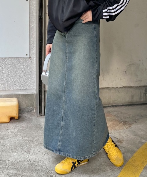 キャピタル　デニム生地　ペイント　ロングスカート AZUL DENIM オーバーラップロングスカート｜WOMEN｜250HAM11-149G