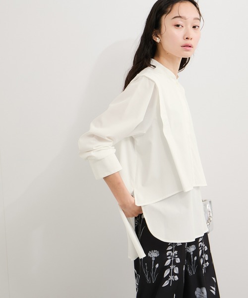 LE CERCLE par rope' ブラウス シャツ ブロード2WAYヘムタックブラウス