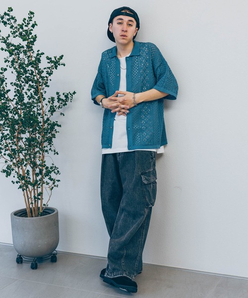 「RAGEBLUE」 ニットカーディガン MEDIUM ブラック メンズ_画像6