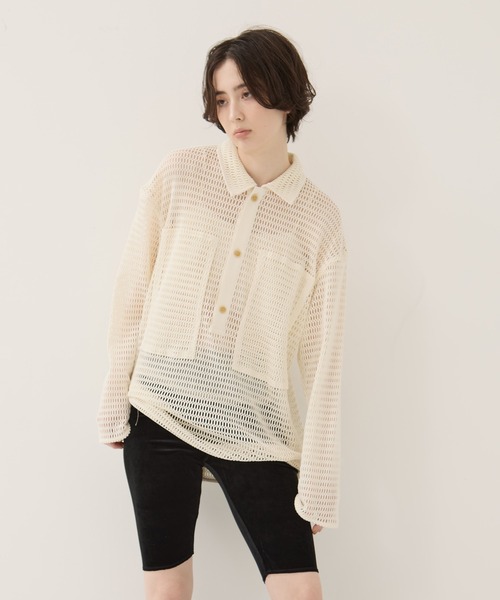 CLANE ブラウス シャツ 「CLANE/クラネ」MESH POCKET OVER SHIRTS