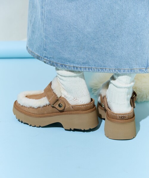 【美品】ugg アグ エスミー レザー クロッグ23cm ボア ファー アグ UGG エスミー レザー クロッグ サンダル クロッグサンダル サボ