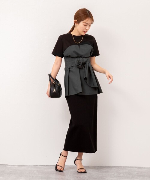 [NOLLEY'S] трикотаж с коротким рукавом 38 темно-синий женский 