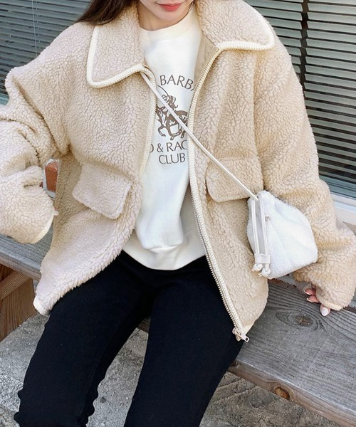 Riff（リフ） ブルゾン アウター パイピングボアブルゾン レディース