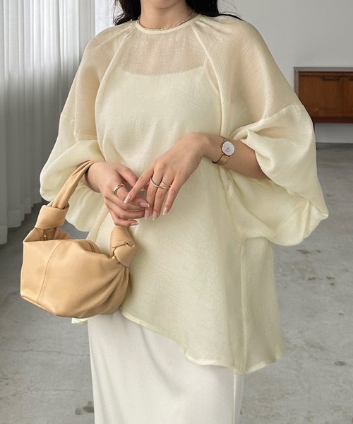 「Louere」 7分袖ブラウス MEDIUM グレー レディース_画像3