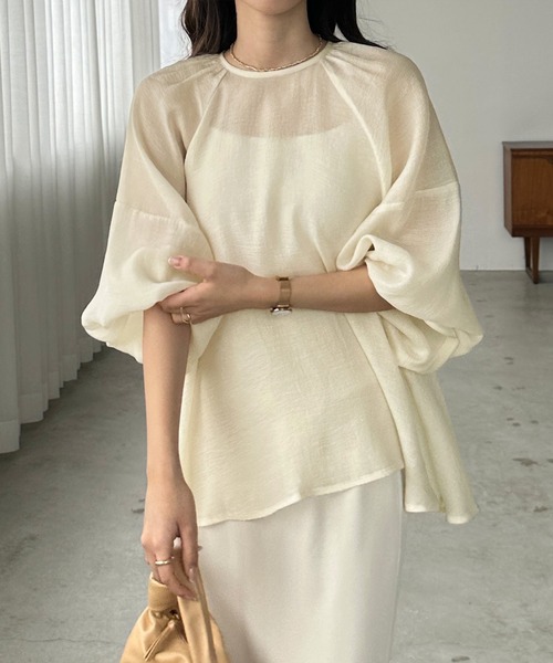 「Louere」 7分袖ブラウス MEDIUM グレー レディース_画像5