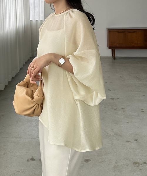 「Louere」 7分袖ブラウス MEDIUM グレー レディース_画像6