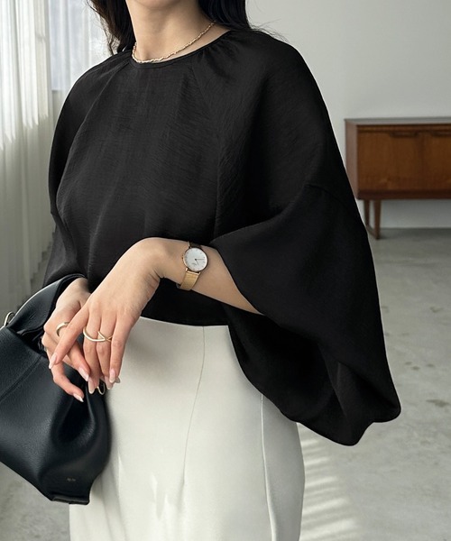 「Louere」 7分袖ブラウス MEDIUM グレー レディース_画像8