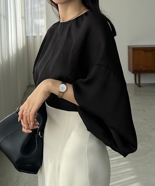 「Louere」 7分袖ブラウス MEDIUM グレー レディース_画像9