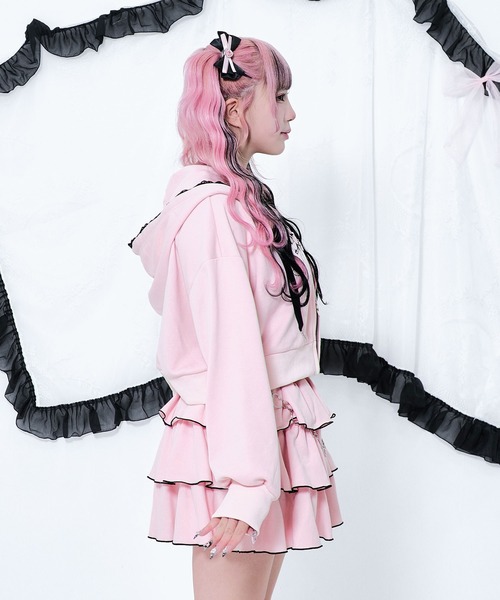 Magia Charm（マギアチャーム） パーカー リボンプリント レースジップ