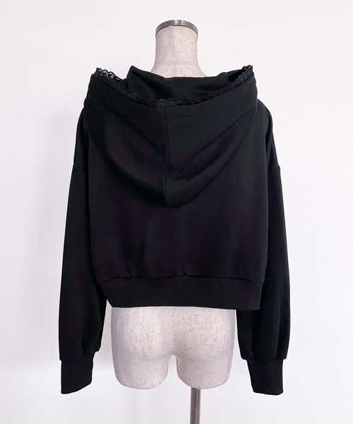 Magia Charm（マギアチャーム） パーカー リボンプリント レースジップ