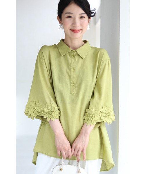 「CAWAII」 「V－I－A－N－T－E」7分袖ブラウス FREE グレー レディース_画像4