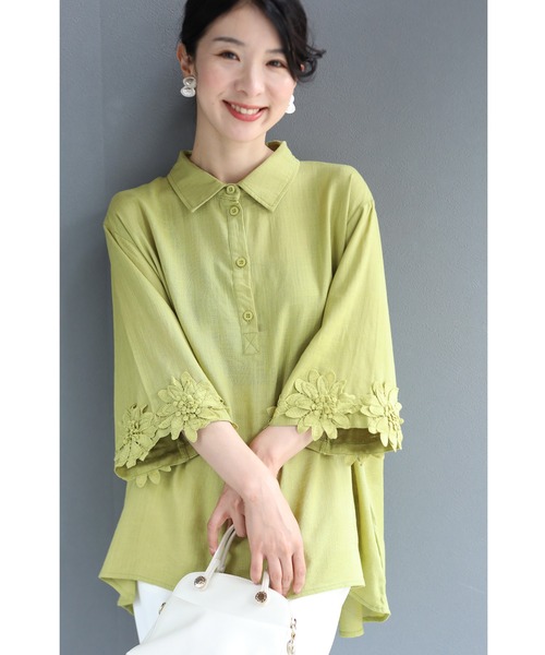 「CAWAII」 「V－I－A－N－T－E」7分袖ブラウス FREE グレー レディース_画像7