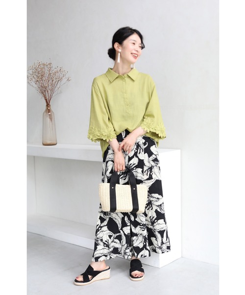 「CAWAII」 「V－I－A－N－T－E」7分袖ブラウス FREE グレー レディース_画像9