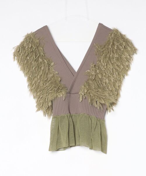 leinwande（ラインヴァンド） Patchwork Ruffled Hem Top ノースリーブ
