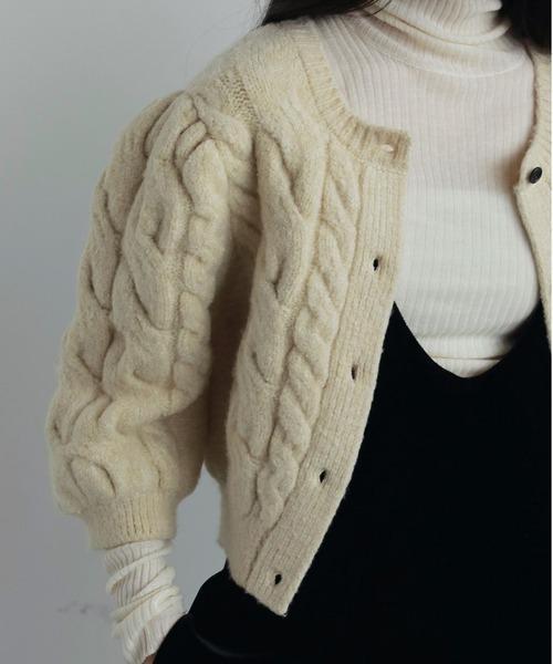 anuke（アンヌーク） カーディガン Halfsleeve Cable Cardigan