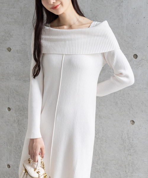 CLEAR BASIC ワンピース オフショル風ニットワンピース「大人