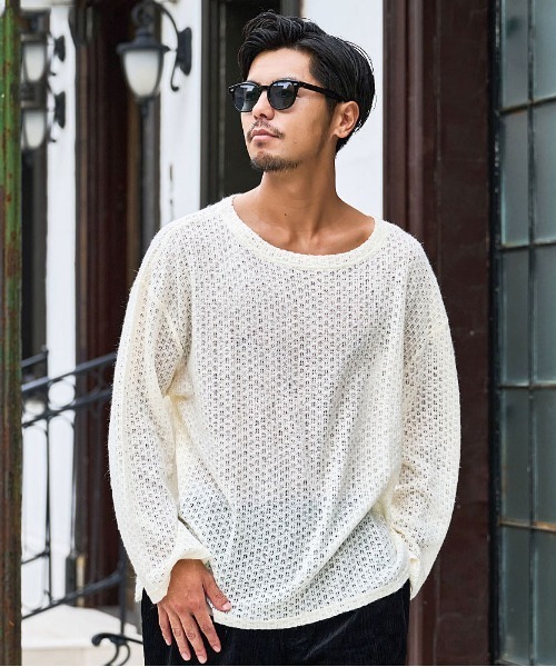 極美品】秋冬物 ESTNATION クルーネック ニット 畦 M アイボリー