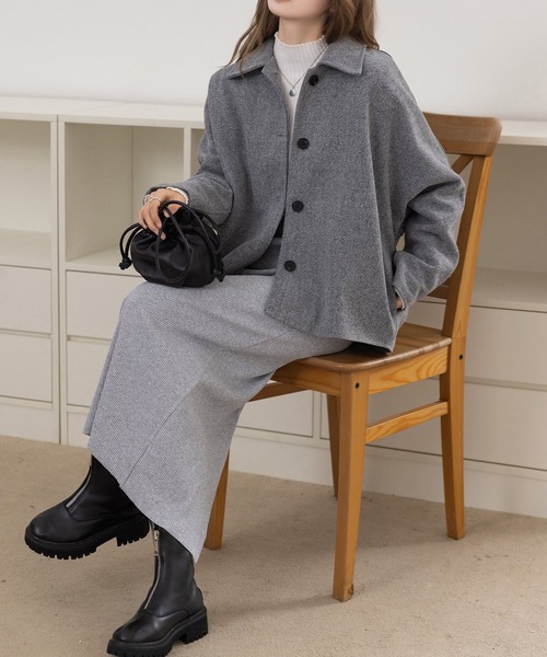DAY CLOSET コート アウター 「裏キルティング/前後アシメで後ろ姿