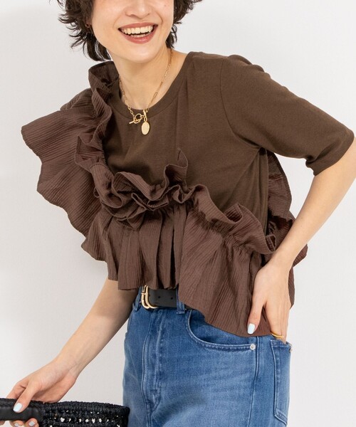 「Rie Miller」 半袖カットソー 38 ブラック レディース_画像3