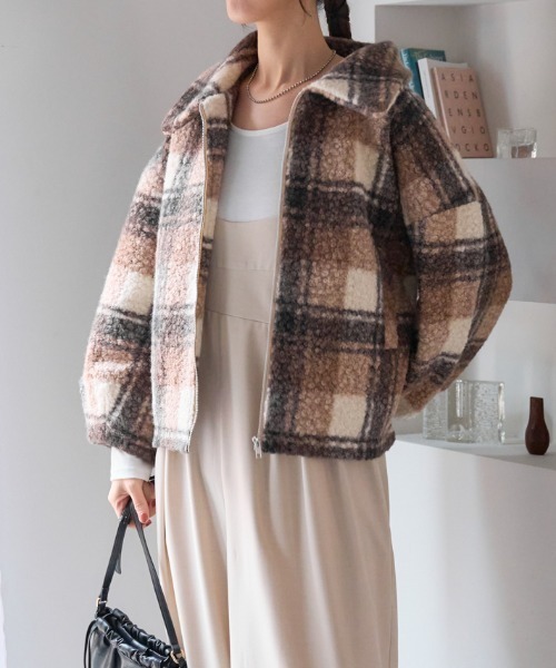 TRIANGLE PALETTE ブルゾン アウター チェック柄 ショート丈
