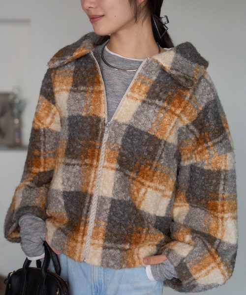 TRIANGLE PALETTE ブルゾン アウター チェック柄 ショート丈