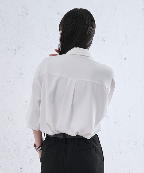 「Ellno Loset」 半袖シャツ LARGE チャコールグレー メンズ_画像7