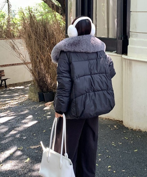 gossip!ロサンゼルス コート アウター エコファーカラー 中綿オーバー 