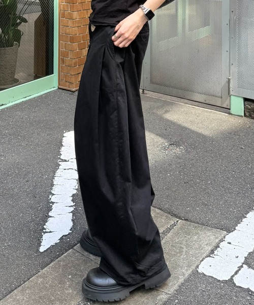 Chikashitsu +】pleats chino wide pants 受注制【Chikashitsu +