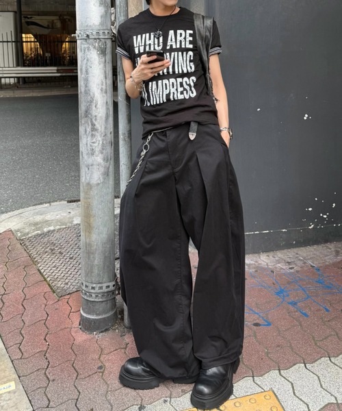 richブラック ワイドパンツ ストリートファッション Chikashitsu+（チカシツプラス） ワイドパンツ チノパン 「Chikashitsu