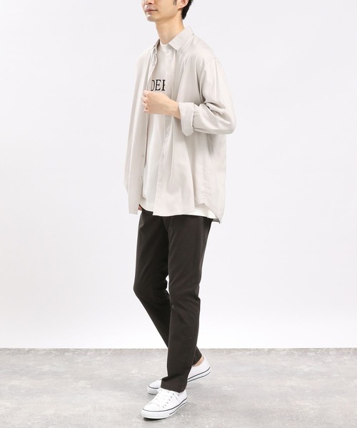 「GLOBAL WORK Smile Seed Store」 長袖シャツ MEDIUM セージグリーン メンズ_画像3