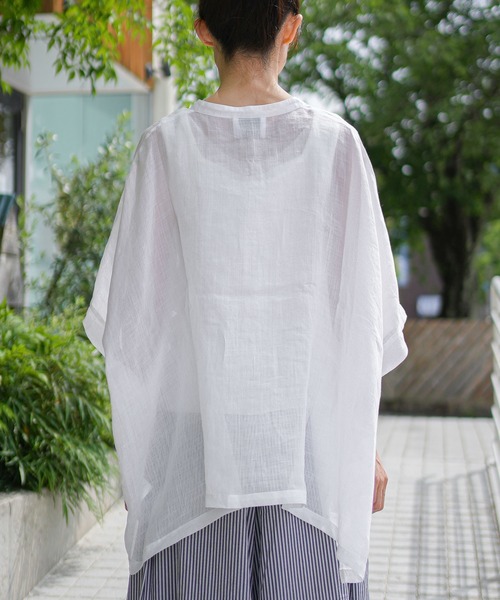 美品！solamonat poche ホワイト 半袖 ブラウス solamonat poche（ソラモナポッシェ） ブラウス シャツ 半袖 ラミー