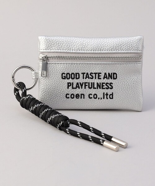 キーホルダー　キーケース　キーリング　カードケース　名刺入れケース coen（コーエン） カードケース ロゴ刺繍 レザーライクカードケース
