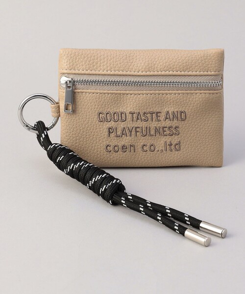 coen（コーエン） カードケース ロゴ刺繍 レザーライクカードケース