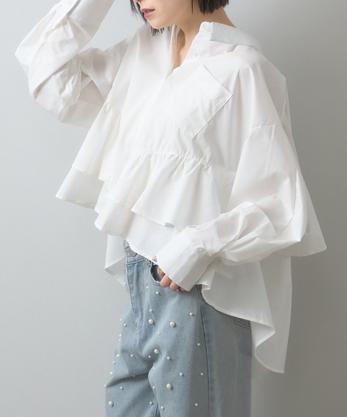 ヨリ バックフリルブラウス yori ヨリ 22SS バックフリル ブラウスF コットンタイプライター 背