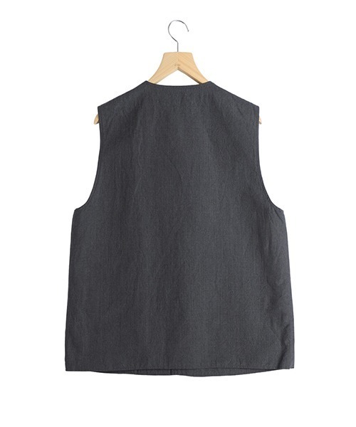 ベスト ジレ GOLD / ゴールド：LINEN / WOOL TROPICAL CREW NECK VEST：26A-GL15864「MUS」の画像