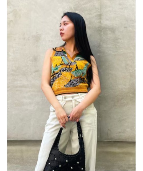 Desigual（デシグアル） tシャツ 風景ジャカードポロニットベスト 