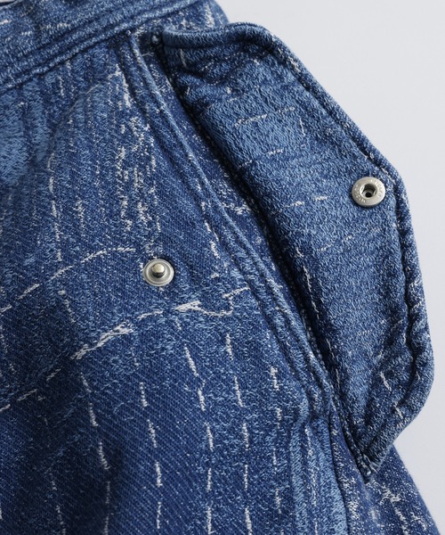 ワイドパンツ ジーンズ FDMTL/ファンダメンタル/BORO JACQUARD CARGO PANTS 3YR WASH メンズ レディースの画像