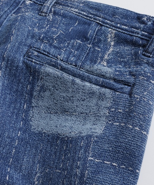 ワイドパンツ ジーンズ FDMTL/ファンダメンタル/BORO JACQUARD CARGO PANTS 3YR WASH メンズ レディースの画像