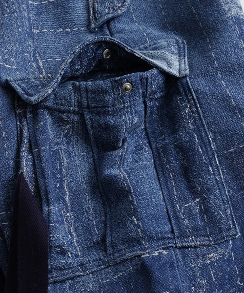 ワイドパンツ ジーンズ FDMTL/ファンダメンタル/BORO JACQUARD CARGO PANTS 3YR WASH メンズ レディースの画像