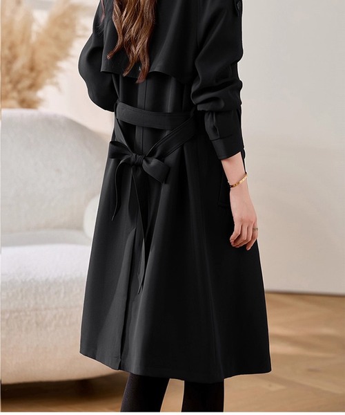 【極美品】BARNEYS NEWYORK トレンチコート ベルテッド 黒 L トレンチコート コート フライヨークトレンチコート レディース