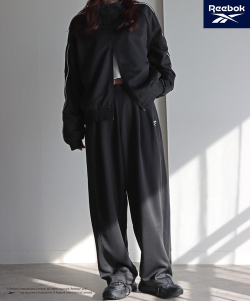 Reebok ダークグレー ジャージ上下セット新品レディースOT ワイドパンツ スウェットパンツ ジャージ 「Reebok/リーボック」 別注