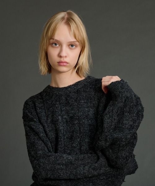 「WETTEMPT」 長袖ニット MEDIUM グレー メンズ_画像4